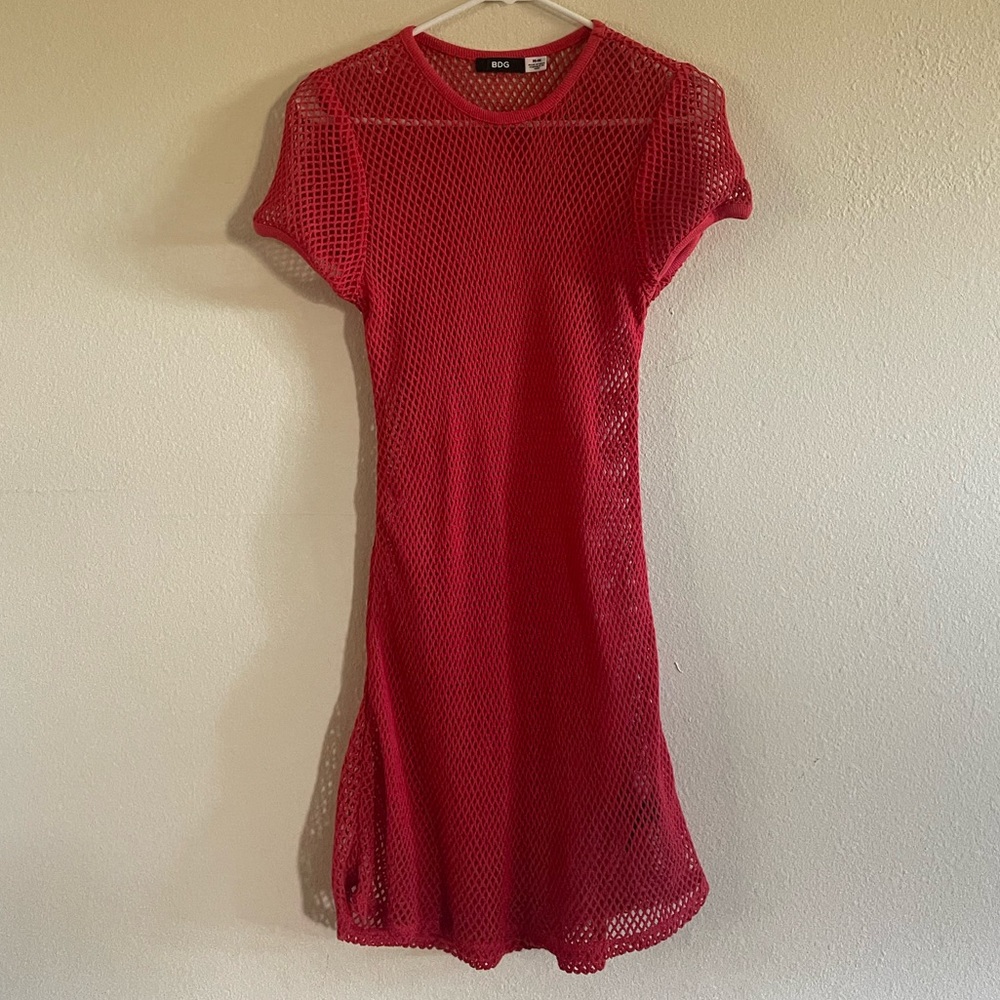 Fishnet knit beach coverup dress